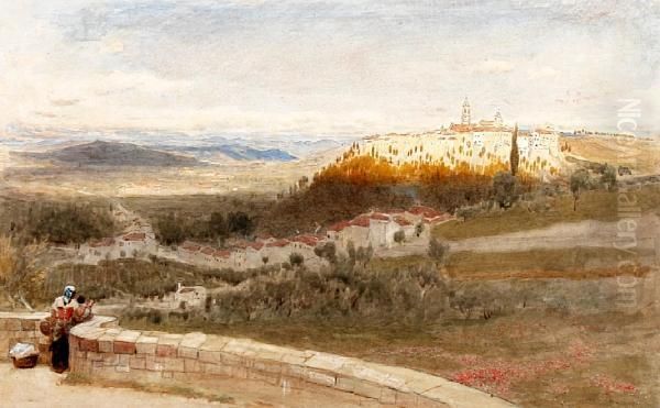 Continental Landscape, Thought To Be Southernitaly Oil Painting by Albert Goodwin