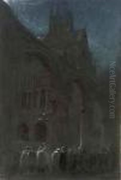 Canterbury: 'the Ghosts Of The Past' Oil Painting by Albert Goodwin