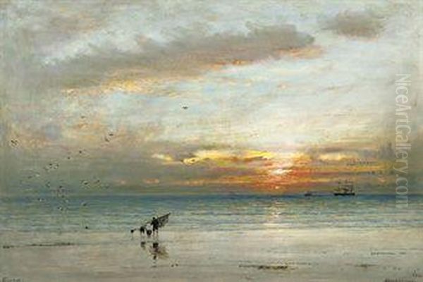 Sunset Oil Painting by Albert Goodwin