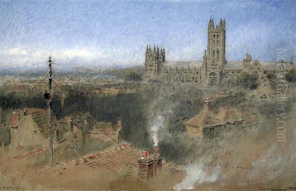 Canterbury Oil Painting by Albert Goodwin