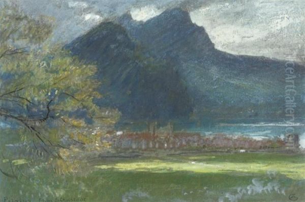 Pilatus From Stanstadr Oil Painting by Albert Goodwin