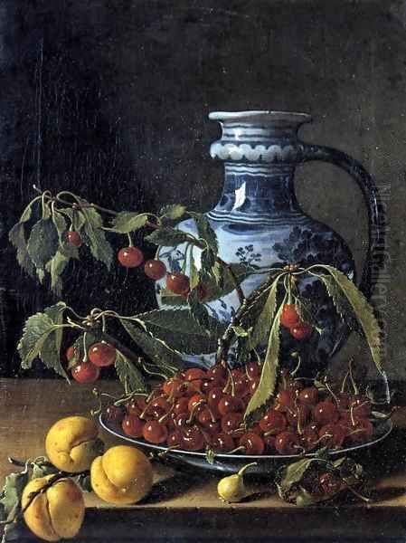 Still-Life with Fruit and a Jar 2 Oil Painting by Luis Eugenio Melendez