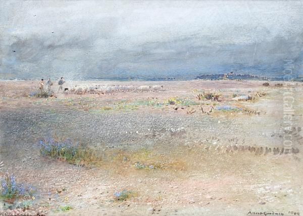 Wastelands, Rye Oil Painting by Albert Goodwin