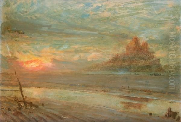 Mont Saint Michael Oil Painting by Albert Goodwin