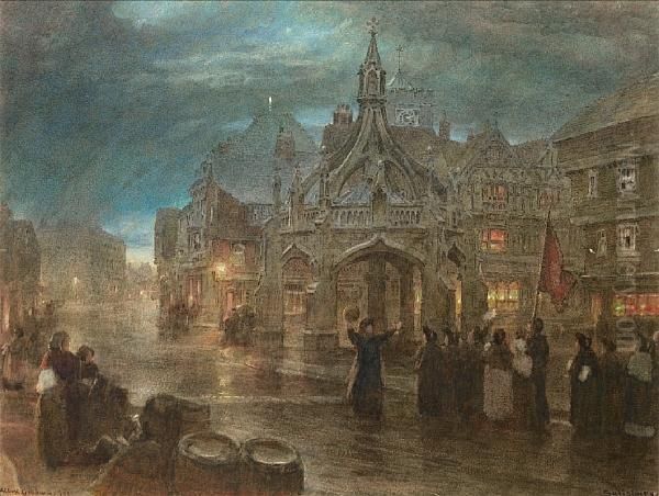 Salisbury Oil Painting by Albert Goodwin