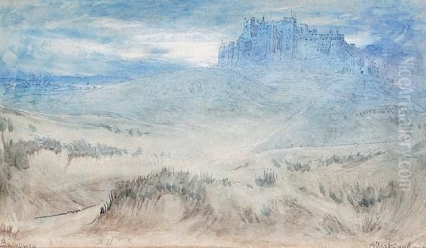 Bamburgh Castle Oil Painting by Albert Goodwin