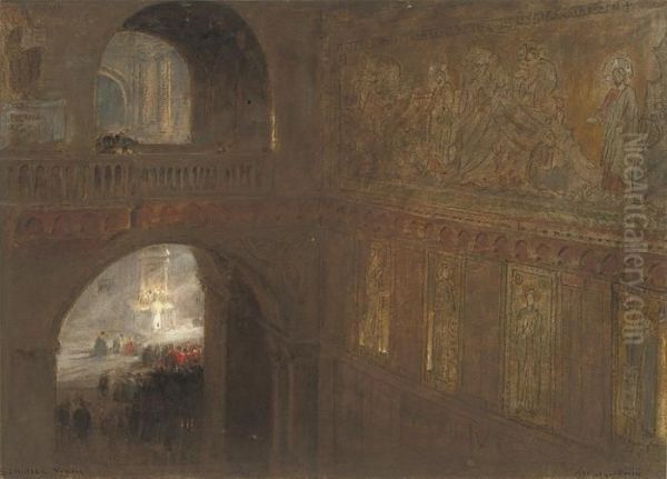 The Interior Of St. Mark's, Venice Oil Painting by Albert Goodwin