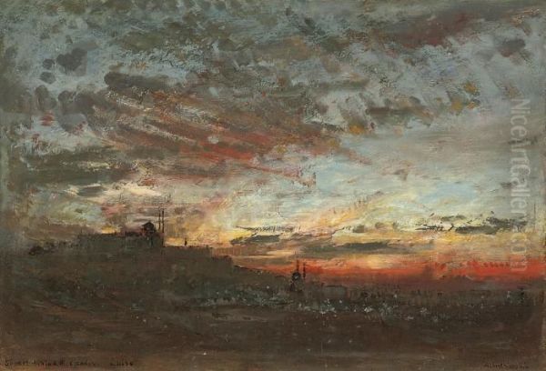 A Sunset Behind The Citadel, Cairo Oil Painting by Albert Goodwin