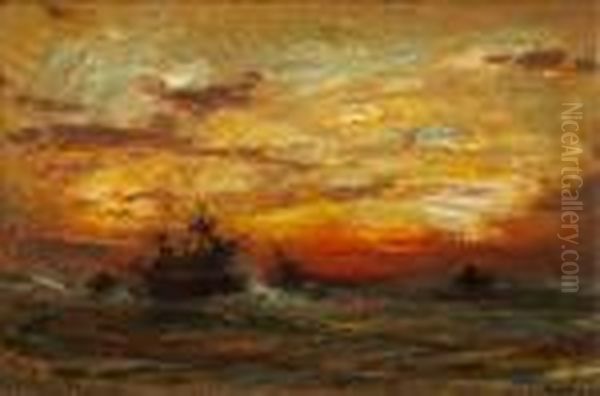 The Invincible Armada Oil Painting by Albert Goodwin