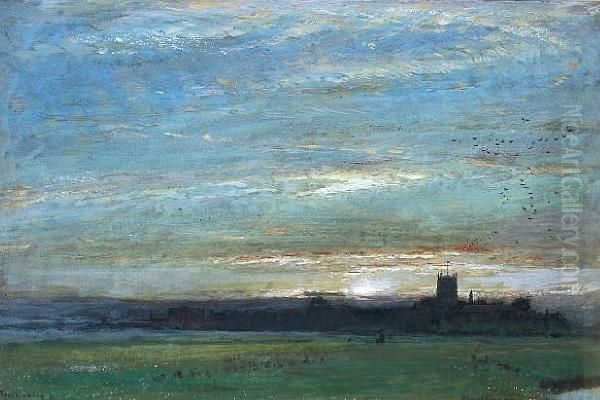 Tewskesbury Oil Painting by Albert Goodwin