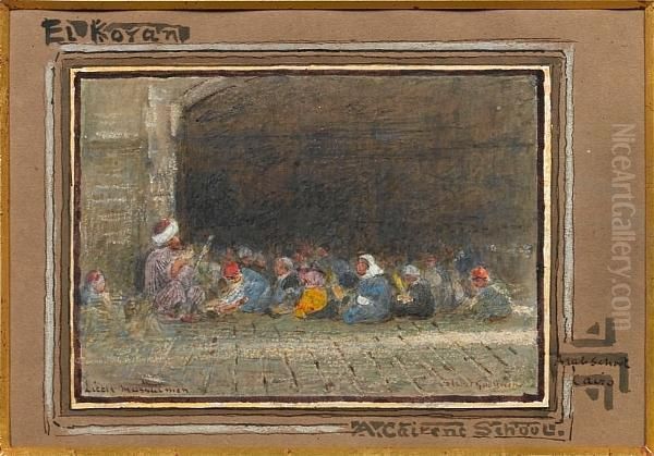 Little Mussulmen, Cairo Oil Painting by Albert Goodwin