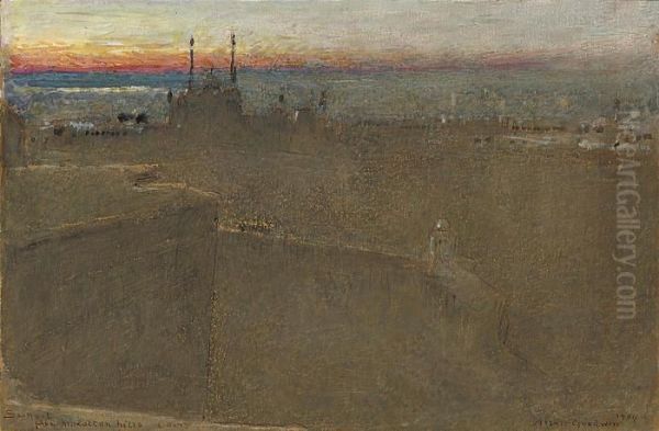 Sunset From Moqattam Hills, Cairo Oil Painting by Albert Goodwin