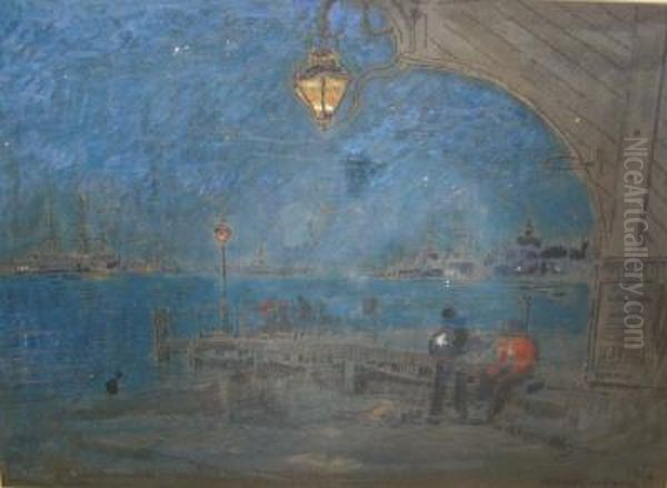 The Ferry, Portsmouth Oil Painting by Albert Goodwin