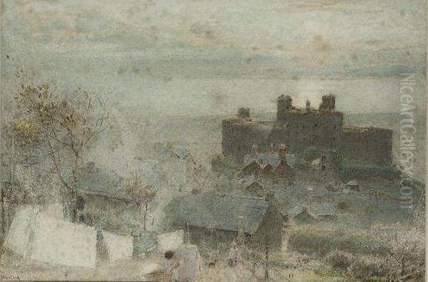 Harlech Oil Painting by Albert Goodwin