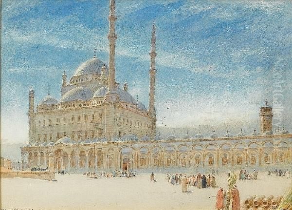 Mosque Of The Citadel, Cairo Oil Painting by Albert Goodwin