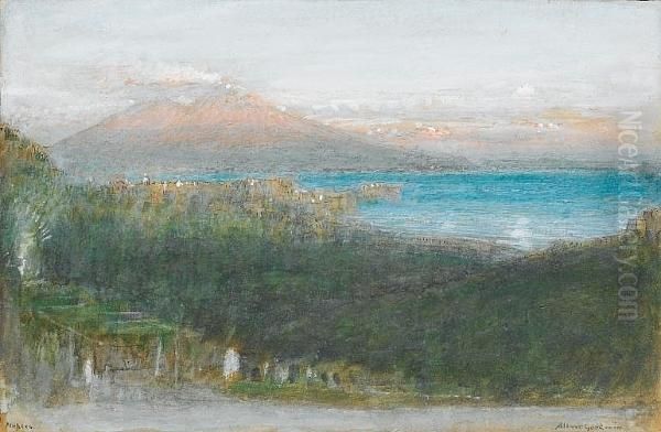 Morning Light, The Bay Of Naples, Signed And Inscribed Oil Painting by Albert Goodwin