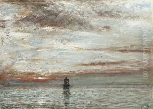 Sunset, The Lion's Mouth, Surinam, Dutch Guiana Oil Painting by Albert Goodwin