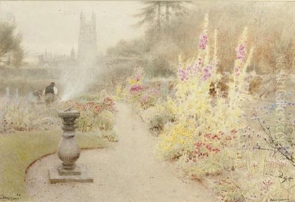 The Abbey Garden Oil Painting by Albert Goodwin