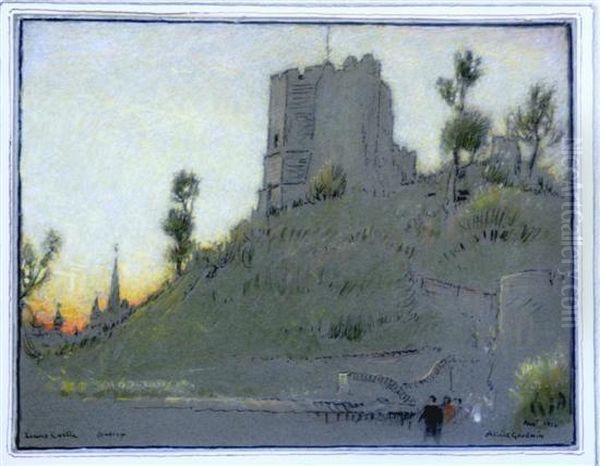 'lewes Castle, Sussex' Ex; Lyndon Goodwin Harris Collection Oil Painting by Albert Goodwin