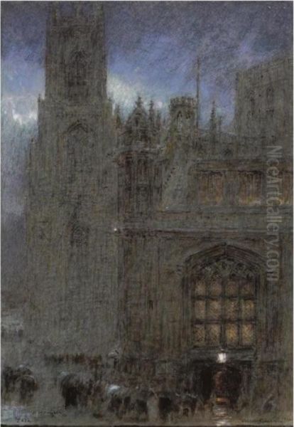 A Wet Night, York Oil Painting by Albert Goodwin