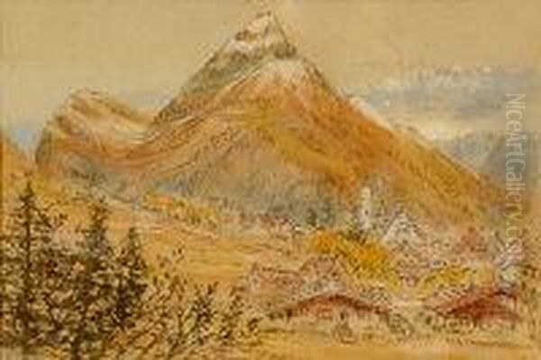 View Of Engelburg Switzerland Oil Painting by Albert Goodwin