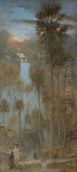 The City Of Palm Trees Oil Painting by Albert Goodwin