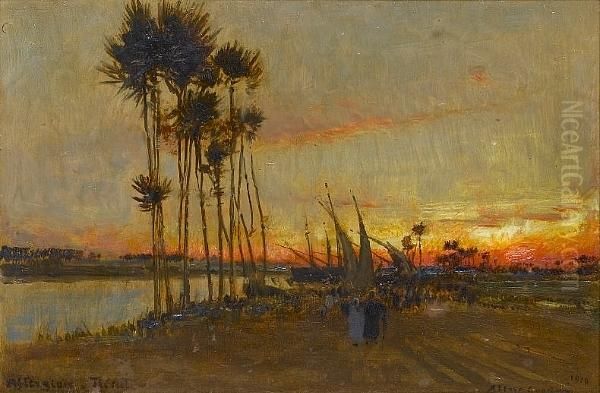 Afterglow, The Nile Oil Painting by Albert Goodwin