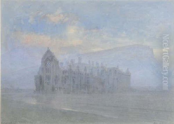 'holyrood' Signed 10.5 X 14.5in Oil Painting by Albert Goodwin