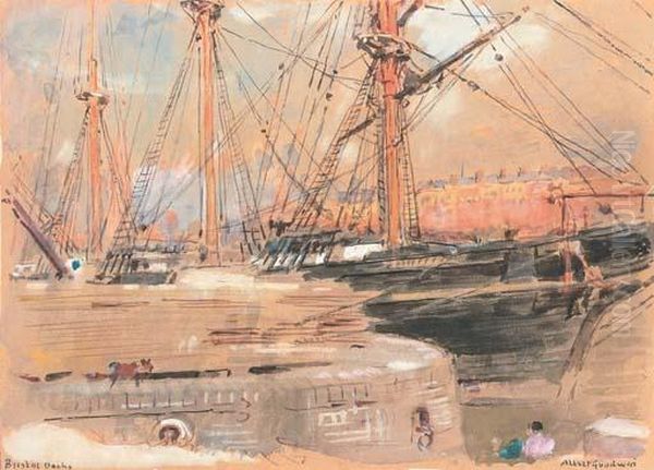 Bristol Docks Oil Painting by Albert Goodwin