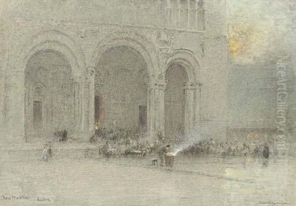 Duomo Di San Martino, Lucca, Italy Oil Painting by Albert Goodwin