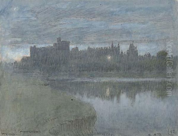 Windsor Castle, Early Morning Oil Painting by Albert Goodwin