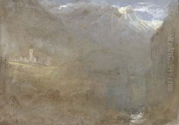 The Tyrol Oil Painting by Albert Goodwin