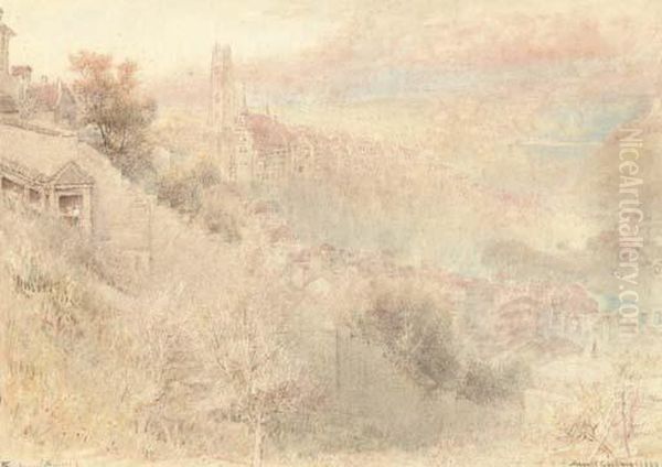 Freyburg, Switzerland Oil Painting by Albert Goodwin