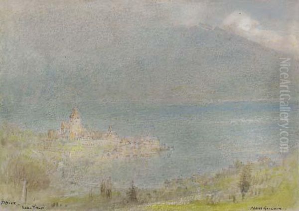 Spiez, Lake Thun Oil Painting by Albert Goodwin