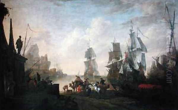 View of a Port in the Levant 1670 Oil Painting by Hendrik van Minderhout