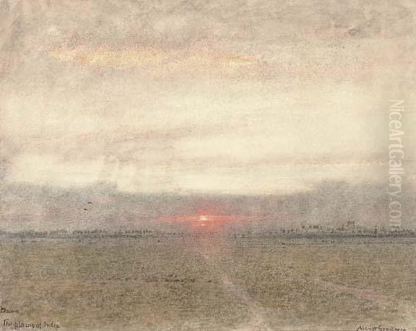 Dawn, The Plains Of India Oil Painting by Albert Goodwin