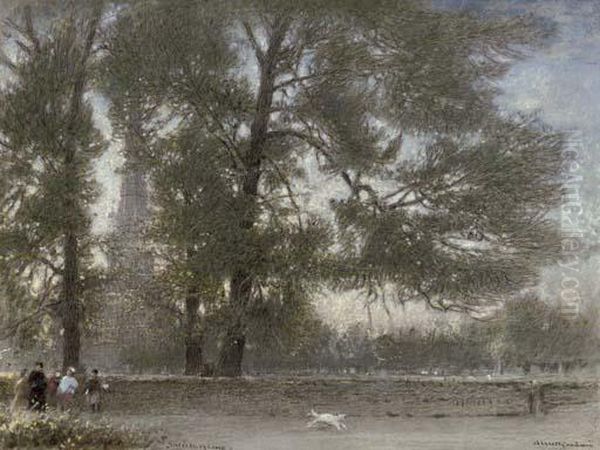 Salisbury Close Oil Painting by Albert Goodwin