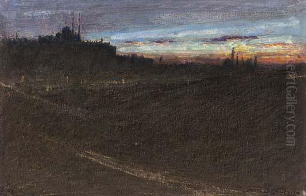 The Citadel, Cairo At Dusk Oil Painting by Albert Goodwin