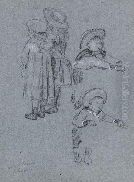 Studies Of Children Oil Painting by Albert Goodwin