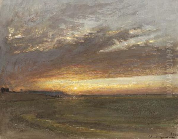 Sunrising Oil Painting by Albert Goodwin