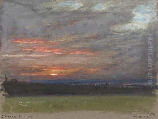 Sunset, Edinburgh Oil Painting by Albert Goodwin