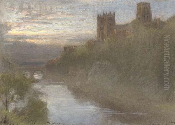 Durham At Sunset Oil Painting by Albert Goodwin