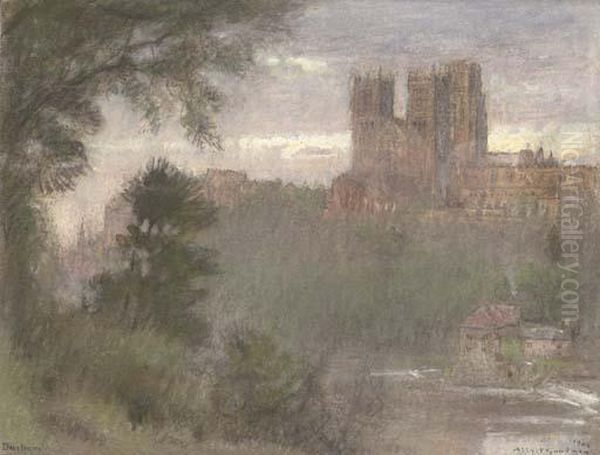 Durham Cathedral At Dusk Oil Painting by Albert Goodwin