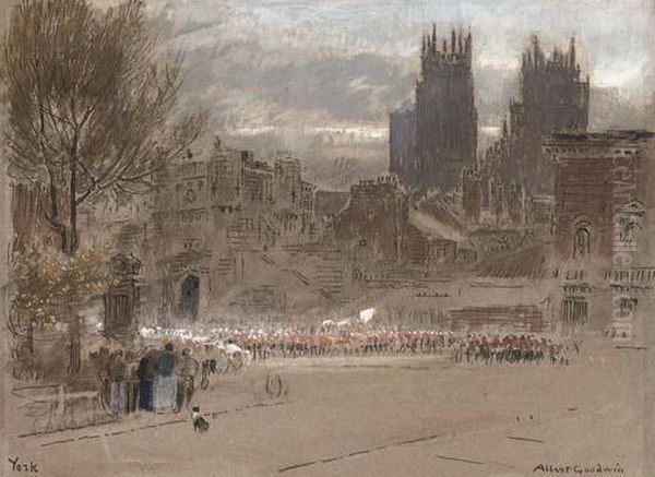 A Military Procession, York Oil Painting by Albert Goodwin