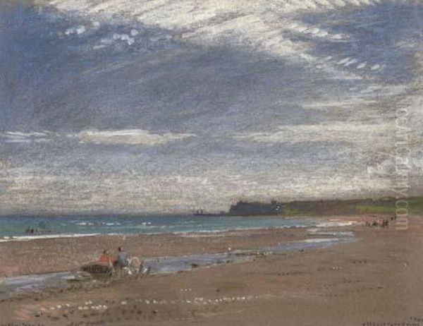 Whitby Sands Oil Painting by Albert Goodwin