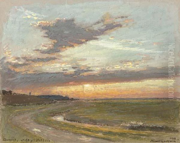 Sunset, Near Cley, Norfolk Oil Painting by Albert Goodwin