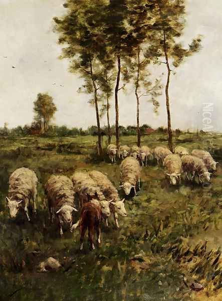 Watching The Flock Oil Painting by Anton Mauve