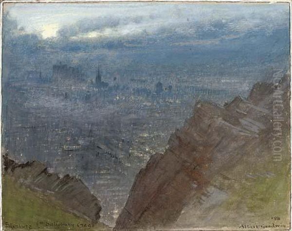 Edinburgh From Salisbury Crags Oil Painting by Albert Goodwin