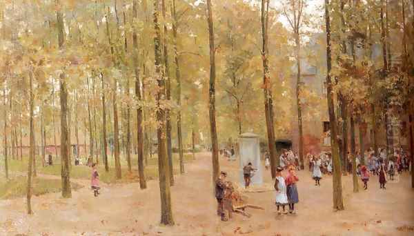 The Brink In Laren With Children Playing Oil Painting by Anton Mauve