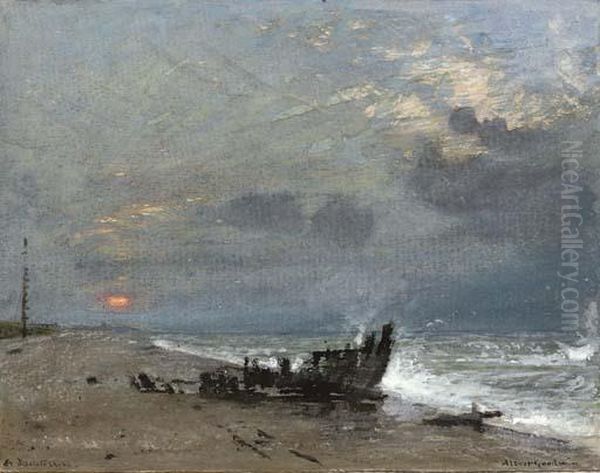 A Desolate Shore Oil Painting by Albert Goodwin